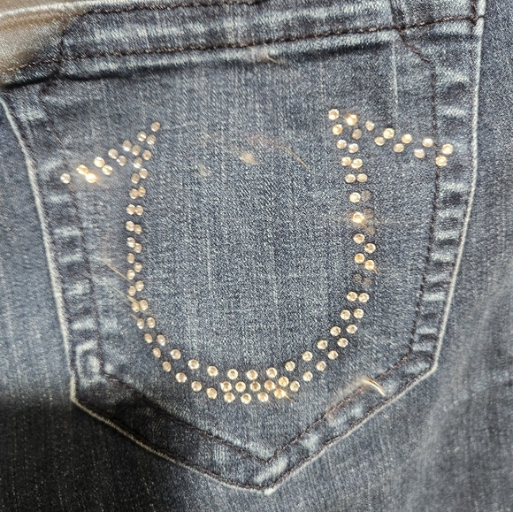 True Religion Blue Women's Jeans with Crystal Logo SIZE 31 - Picture 3 of 6